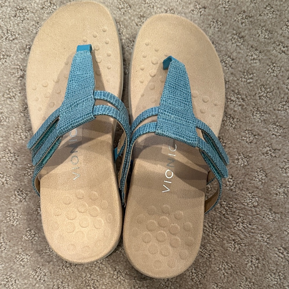Vionic Blue Textured Strap Sandals